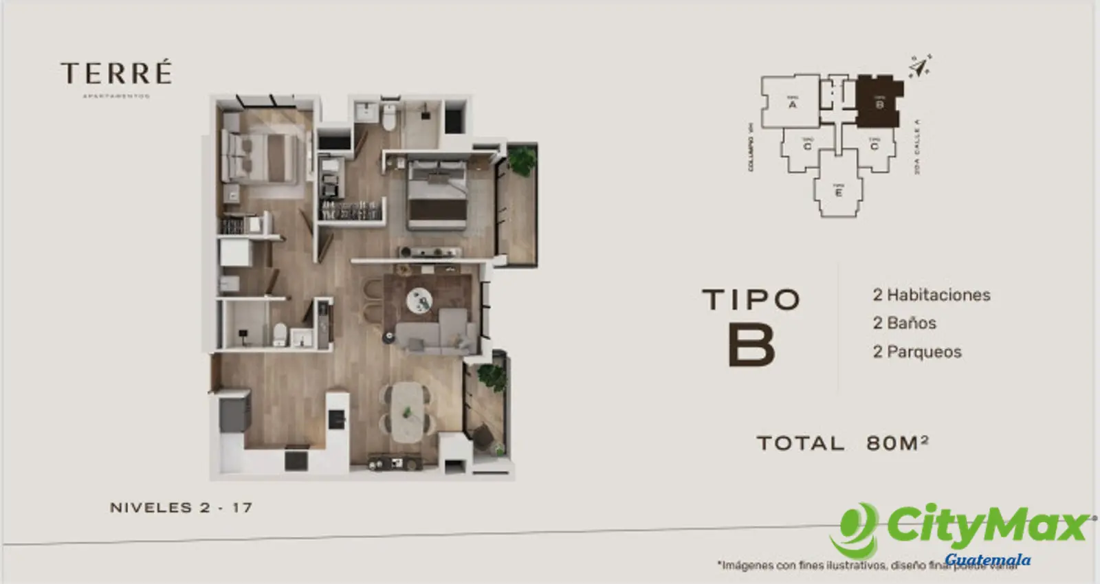 Amplio apartamento 2 Dormitorios en venta Zona 15 - foto 7