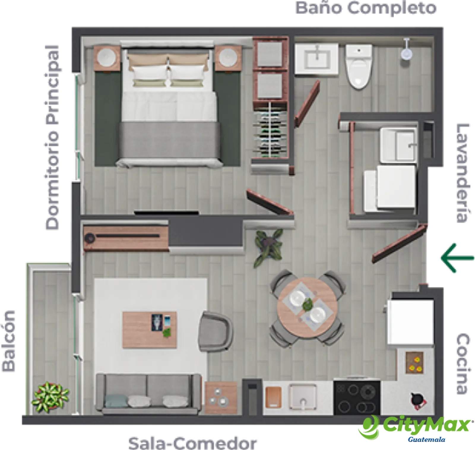 En venta Apartamento en Planos Zona 15 con 1 Dormitorio - foto 8